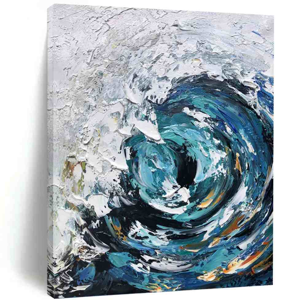 Ocean_Blue_Gray_White_Textured_Artwork_4WQEB wall art